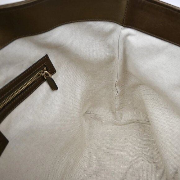 GUCCI Logo Heart Bit GG Bamboo Shoulder Bag Canvas Leather Bronze GHW 31YH569 - Picture 8 of 16